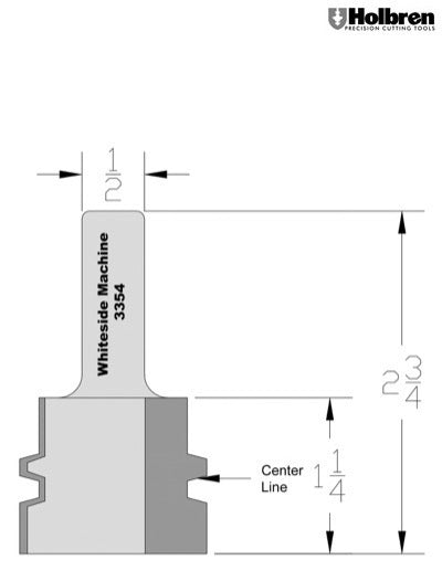 Whiteside 3354 Standard Glue Joint Router Bit 1-1/2" Large Diameter 1/2" to 1-1/4" Cut Length 1/2" Shank 2 Flute