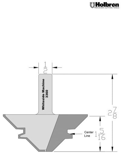 Whiteside 3360 45 Degree Lock Miter Router Bit Large 1/2" Shank 2 Flute