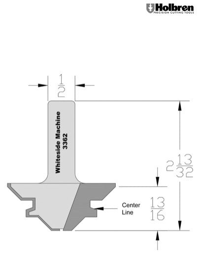 Whiteside 3362 45 Degree Lock Miter Router Bit Small 1/2" Shank 2 Flute