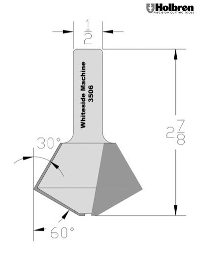 Whiteside 3506 Multi Side Birdsmouth Router Bit 1-7/8" Large Diameter 6 or 12 Sides 1/2" Shank 2 Flute