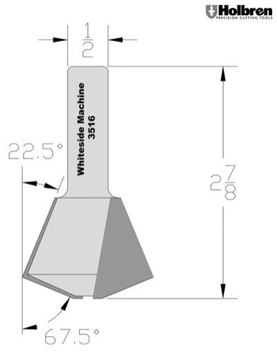 Whiteside 3516 Multi Side Birdsmouth Router Bit 1-5/8" Large Diameter 16 Sides 1/2" Shank 2 Flute