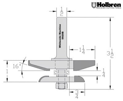 Whiteside 5920B Traditional Large Raised Panel Router Bits with Back Cutter 1/2" Shank 2 Flute