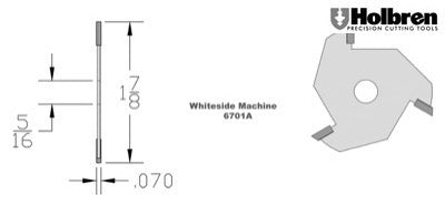 Whiteside 6701A .070" Slotting Cutter 3 Wing