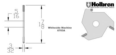Whiteside 6703A 3/32" Slotting Cutter 3 Wing