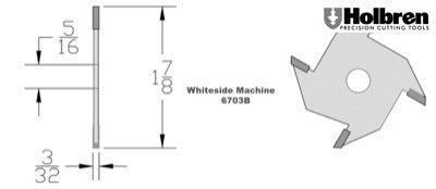 Whiteside 6703B 3/32" Slotting Cutter 4 Wing