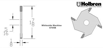 Whiteside 6705B 1/8" Slotting Cutter 4 Wing