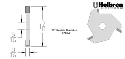Whiteside 6709A 3/16" Slotting Cutter 3 Wing