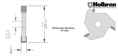 Whiteside 6710A 1/4" Slotting Cutter 3 Wing