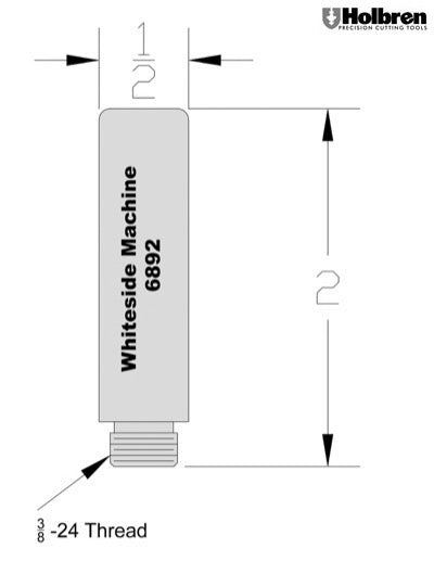 Whiteside 6892 Arbor for Drawer Slot Cutter 1/2" Shank 3/8" -24Thd