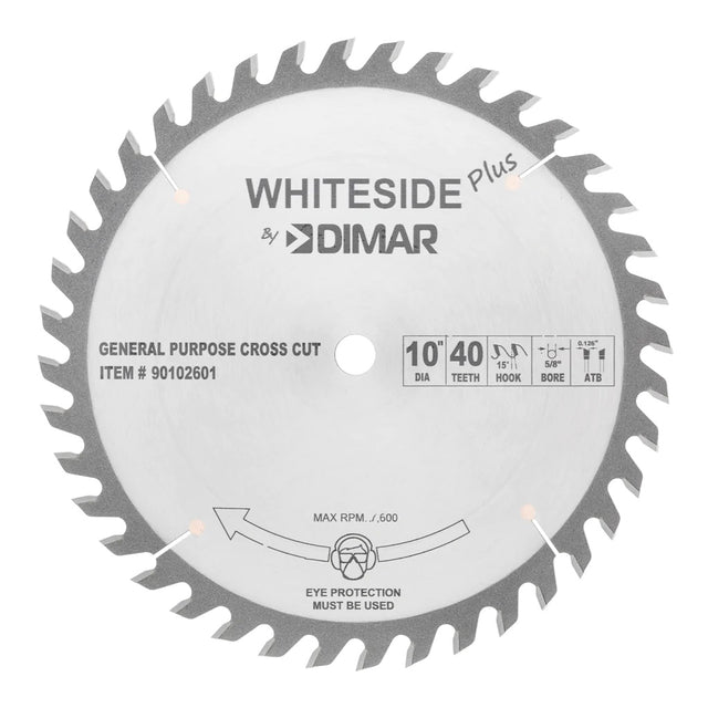 Whiteside 90102601 Plus 10" 40T General Purpose Table Saw Blade