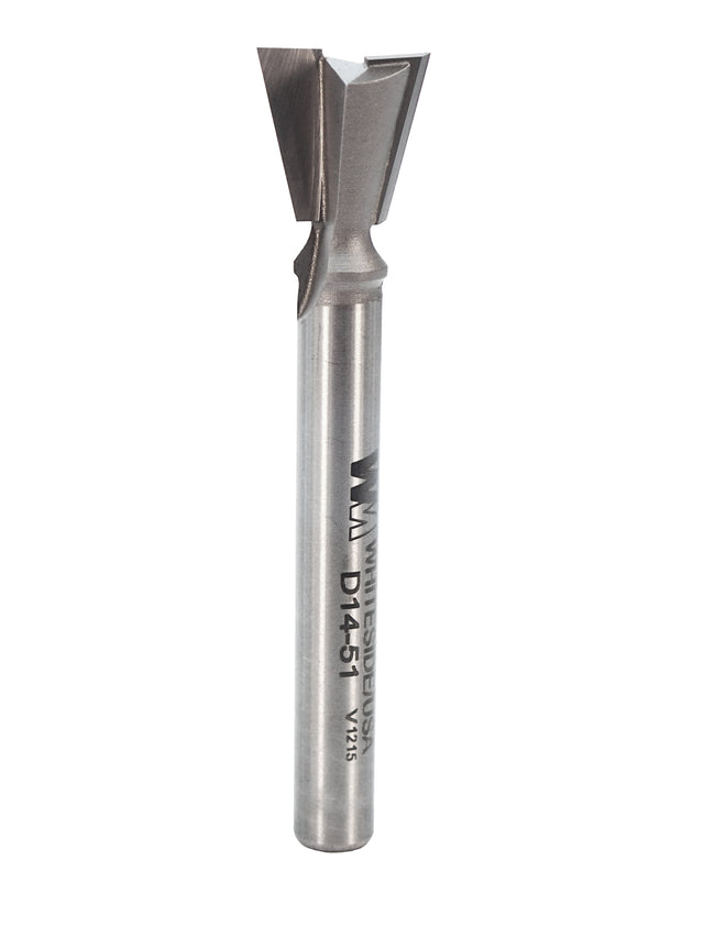 Whiteside D14-51 Dovetail Router Bit 14 Degree 1/2" Large Diameter 1/2" Cut Depth 1/4" Shank 2 Flute