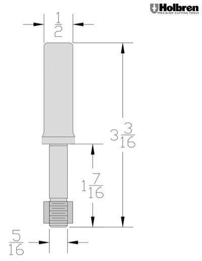 Whiteside A310 Slotting Cutter Arbor 1/2" Shank 3-3/16" Long no bearing