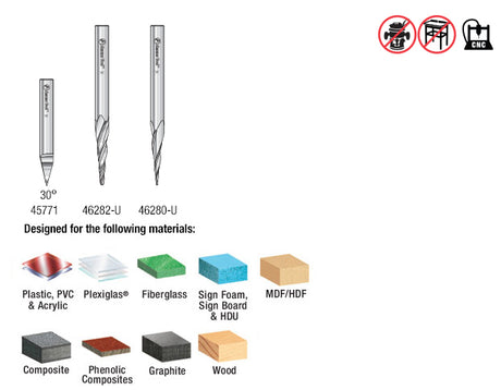 Amana AMS-107 CNC Ultimate 2D/3D Carving/Engraving 3-Pc Pack 1/4 Inch Shank