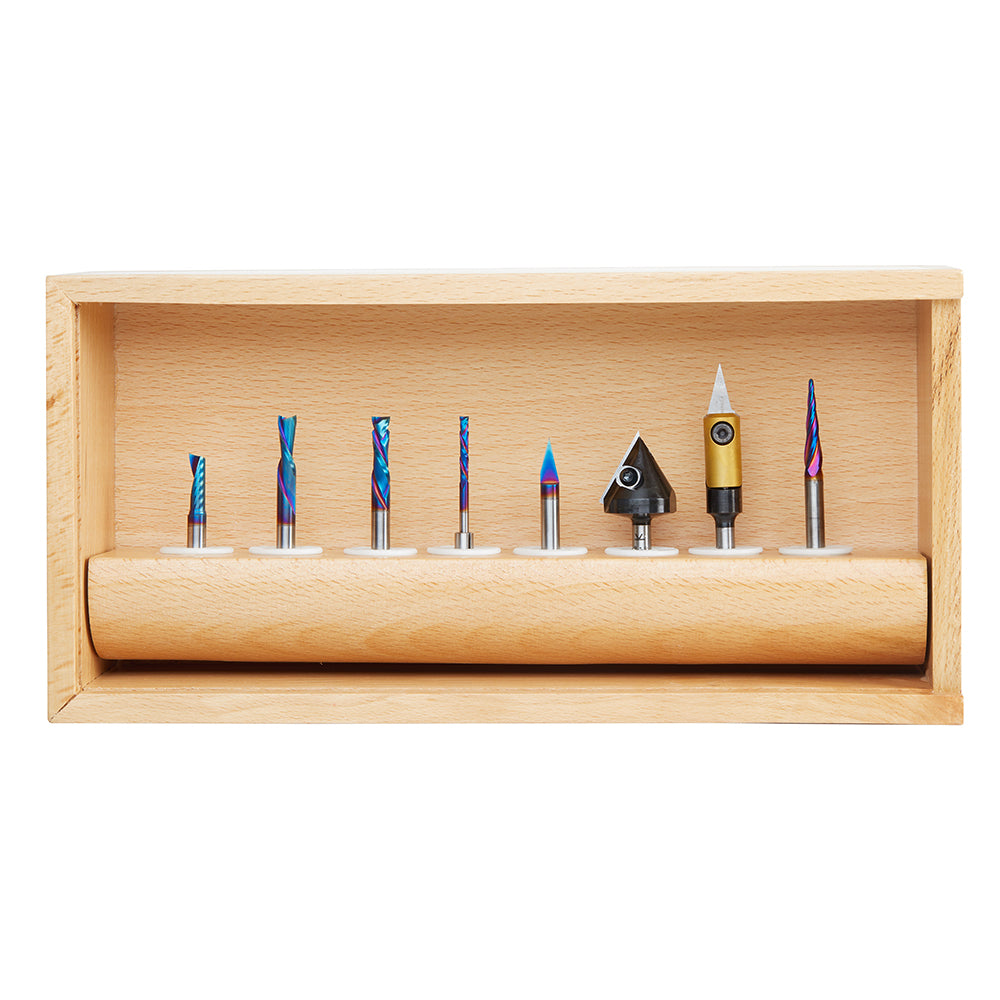 Amana AMS-169 10-Pc CNC Signmaking Router Bit Set 1/8 & 1/4 Inch Shank