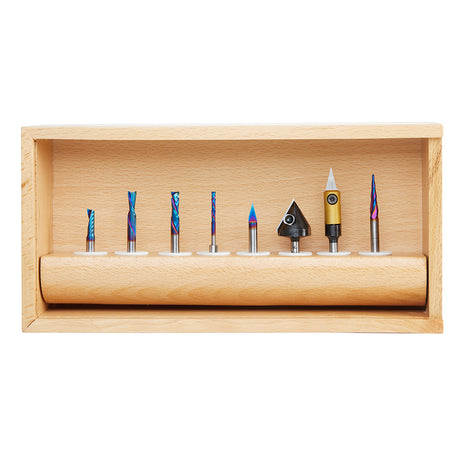 Amana AMS-169 10-Pc CNC Signmaking Router Bit Set 1/8 & 1/4 Inch Shank