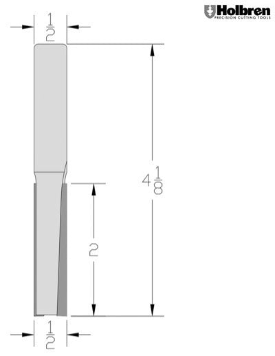 Whiteside C1072 CNC Straight Router Bit 1/2" Cutting Diameter 2" Cut Length 1/2" Shank 2 Flute