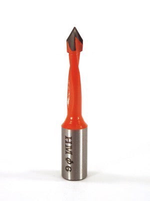 Whiteside DT6-57LH Dowel Drill Thru Hole V-Point Carbide Tipped LH 6mm Cutting Diameter 57mm Overall Length