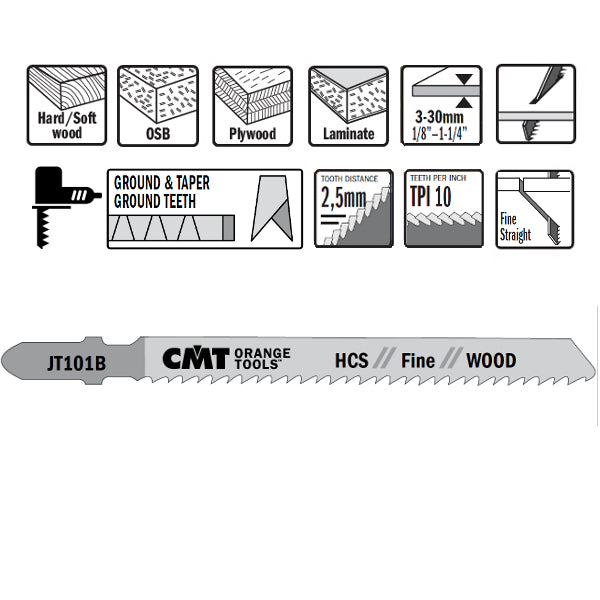 CMT 10 TPI HCS Jigsaw Blade 5 Pack