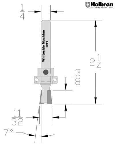 Whiteside K31 7 degree dovetail Matches Keller #1631