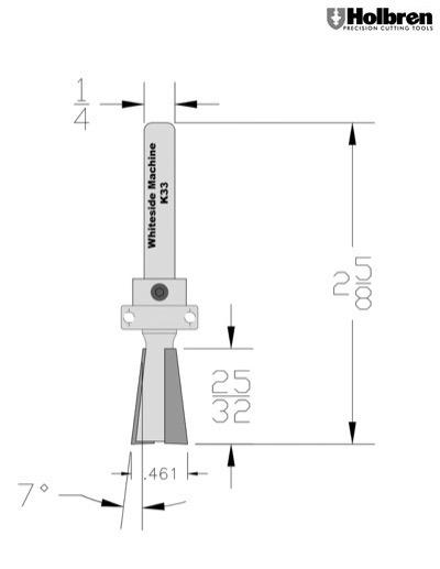 Whiteside K33 7 degree dovetail Matches Keller #1633