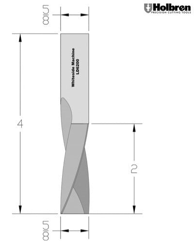 Whiteside LD6200 Left Hand Downcut Spiral Router Bit Solid Carbide 5/8" Cutting Diameter 2" Cut Length 5/8" Shank 2 Flute