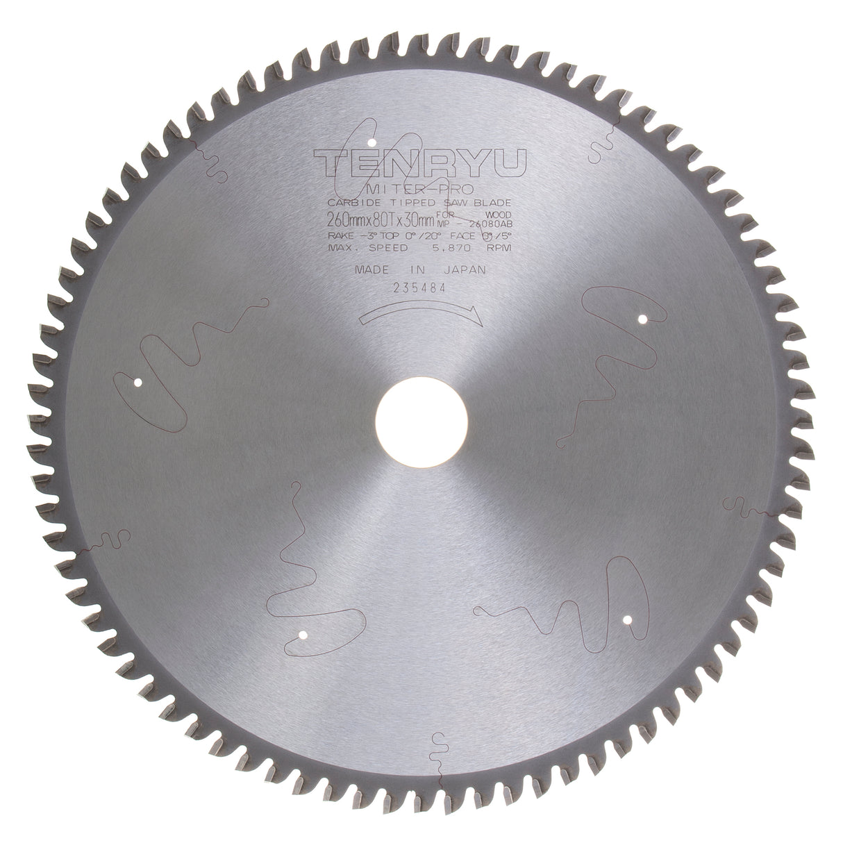 Tenryu Miter Pro Plus 260mm 80T Miter Saw Blade for Festool KAPEX