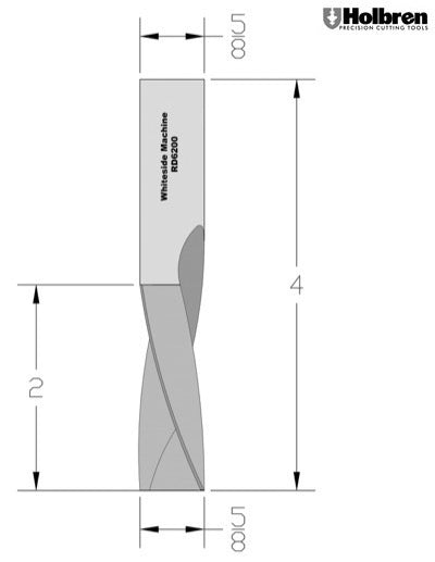 Whiteside RD6200 Standard Downcut Spiral Router Bit Solid Carbide 5/8" Cutting Diameter 2" Cut Length 5/8" Shank 2 Flute
