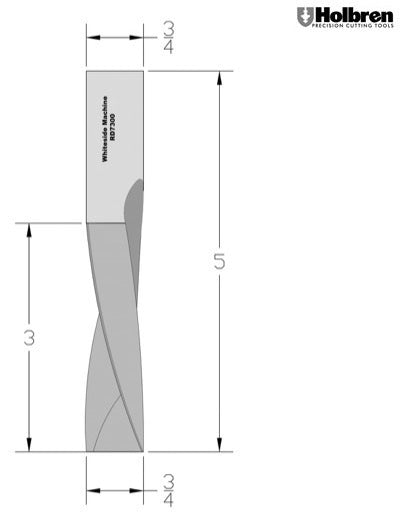 Whiteside RD7300 Standard Downcut Spiral Router Bit Solid Carbide 3/4" Cutting Diameter 3" Cut Length 3/4" Shank 2 Flute
