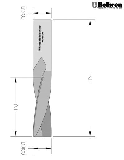 Whiteside RU6200 Standard Upcut Spiral Router Bit Solid Carbide 5/8" Cutting Diameter 2" Cut Length 5/8" Shank 2 Flute