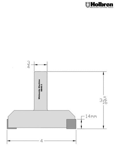 Whiteside SB40-3 Spoilboard Cutter Straight Cut 4" Large Diameter 3 Wing 3/4" Shank