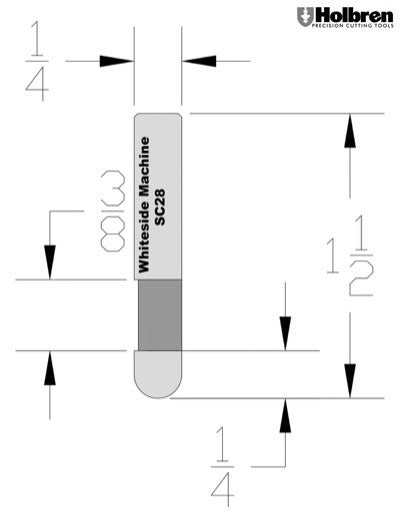 Whiteside SC28 Flush Trim Router Bit Solid Carbide 3/8" Cut Length 1/4" Shank 1 Flute