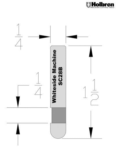 Whiteside SC28B Flush Trim Router Bit Solid Carbide 1/4" Cut Length 1/4" Shank 1 Flute