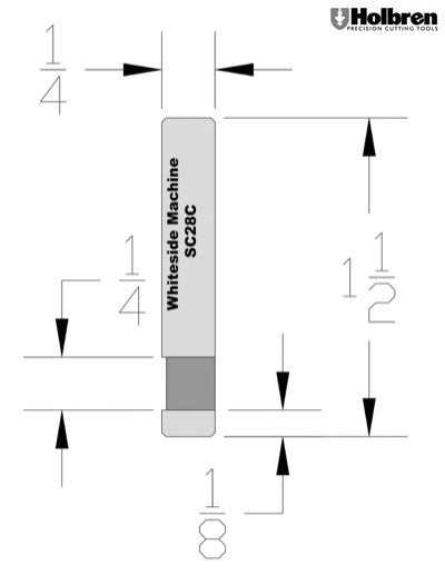 Whiteside SC28C Flush Trim Router Bit Solid Carbide 1/4" Cut Length 1/4" Shank 1 Flute