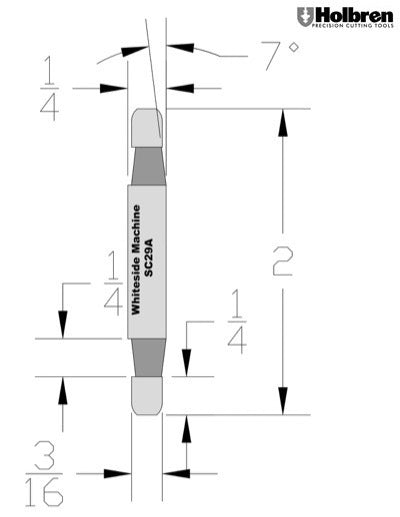 Whiteside SC29A 7 Degree Bevel Trim Router Bit Double End Solid Carbide 1/4" Cut Length 1/4" Shank 1 Flute