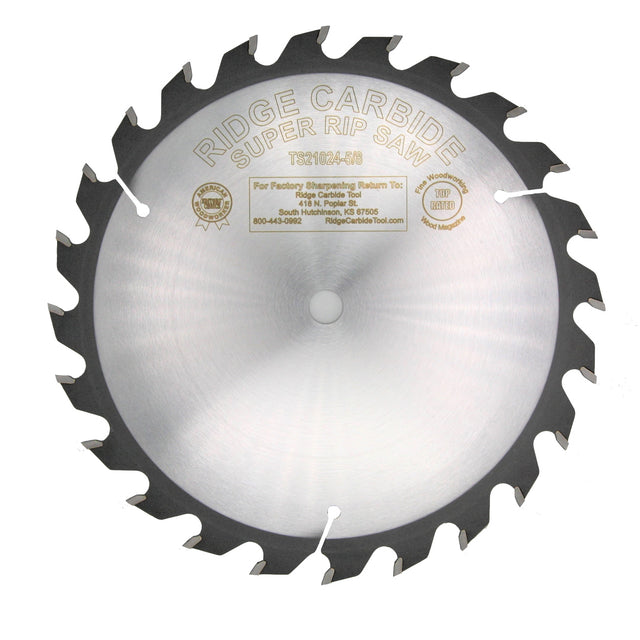 Ridge Carbide 10" 24T Full Kerf Ripping Saw Blade 5/8" Bore