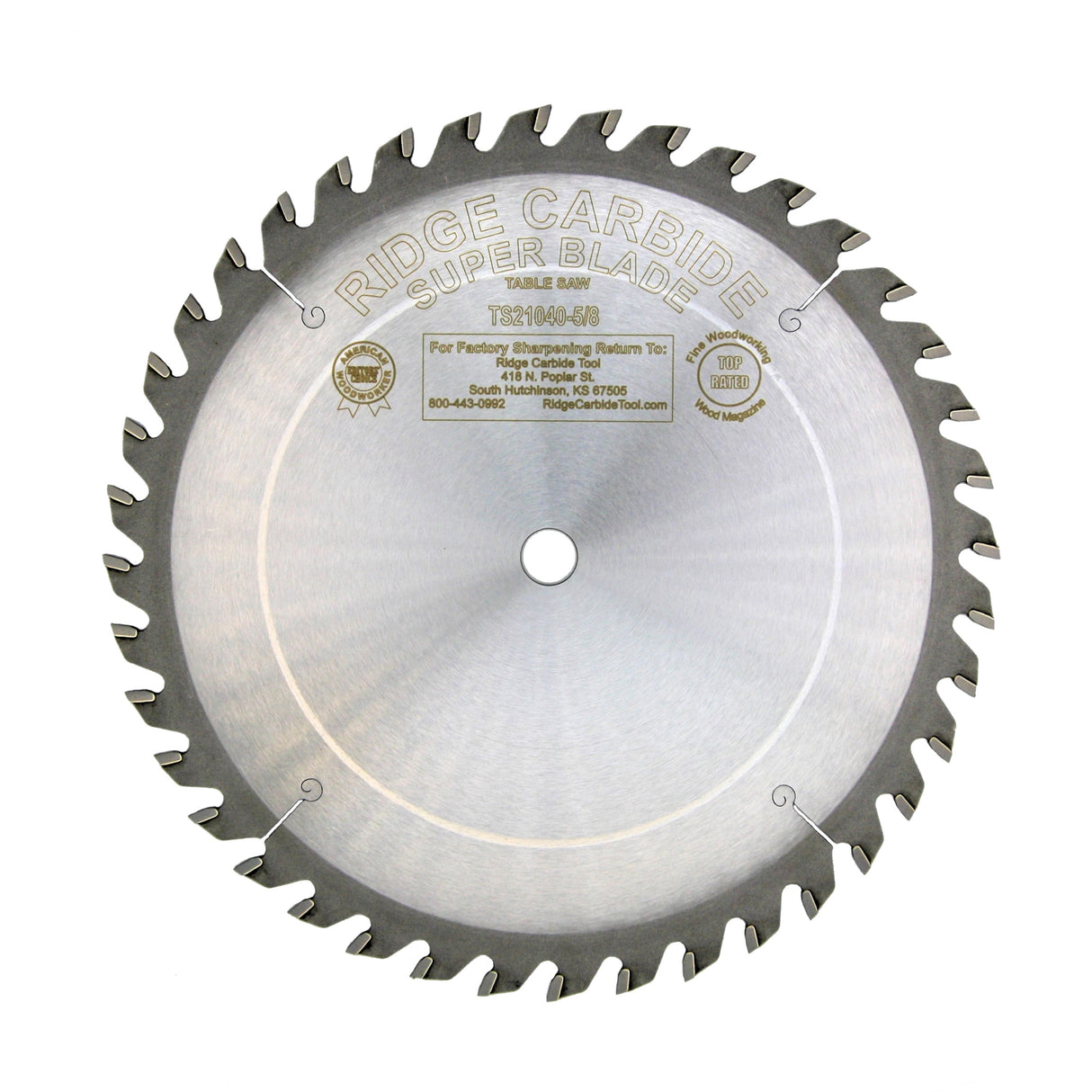 Ridge Carbide TS21040 10" 40T Full Kerf Table Saw Blade – General Purpose Rip & Crosscut
