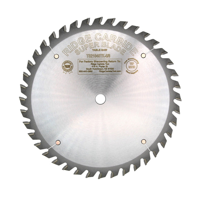 Ridge Carbide TS2000 10" 40T x Thin Kerf General Purpose Saw Blade 5/8" Bore