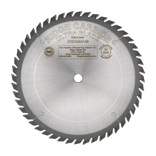 Ridge Carbide Ultra TS2000 10" 48T Full Kerf General Purpose Saw Blade