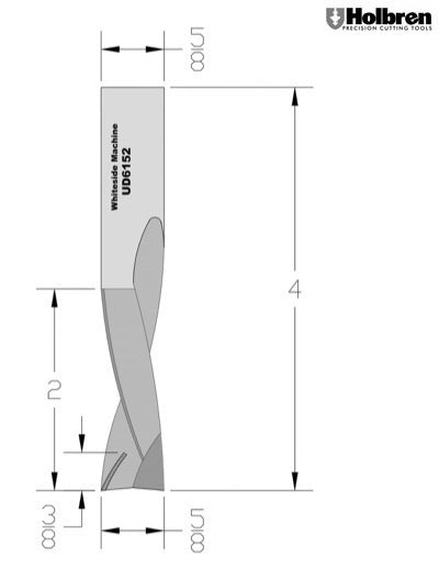Whiteside UD6152 Up/Down Compression Bit Solid Carbide 2+2 5/8" Cutting Diameter 1-1/2" Cut Length 5/8" Shank 2 Flute
