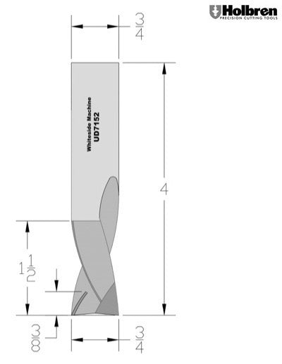 Whiteside UD7152 Up/Down Compression Bit Solid Carbide 2+2 3/4" Cutting Diameter 1-1/2" Cut Length 3/4" Shank 2 Flute