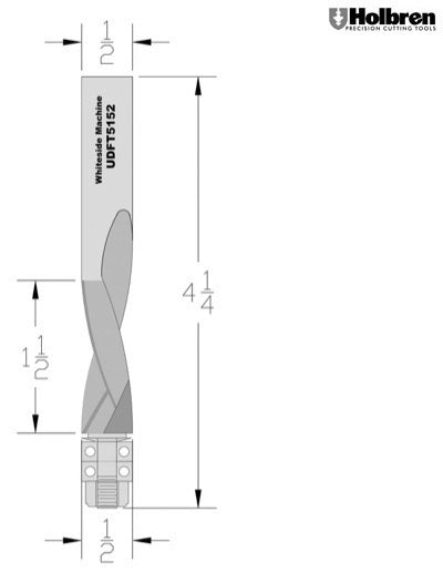 Whiteside UDFT5152 Flush Trim Compression Spiral Router Bit Up/down 1/2" Cutting Diameter 1-1/2" Cut Length 1/2" Shank