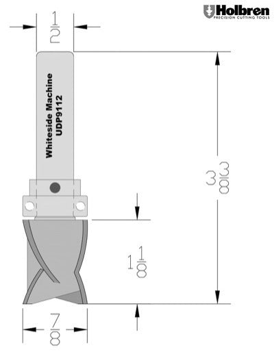 Whiteside UDP9112 7/8" x 1-1/8" Ultimate Pattern Flush Trim Bit