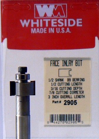 Whiteside 2905 Face Inlay Router Bit Cutting Diameter 7/8" Cut Length 1/2" Cutting Diameter 3/16" Cut Depth 1/2" Shank 2 Flute