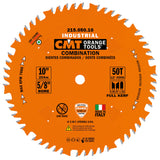 CMT 10" 50T Combination Saw Blade 5/8"Bore Industrial Teflon Coated