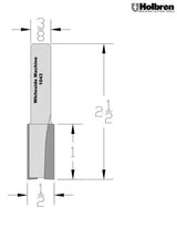 Whiteside 1043 Straight Router Bit 1/2" Cutting Diameter 1" Cut Length 3/8" Shank 2 Flute