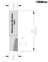 Whiteside 1051 Straight Router Bit 1/2" Cutting Diameter 3/4" Cut Length 1/2" Shank 1 Flute