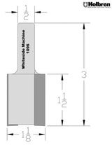 Whiteside 1096 Straight Router Bit 1-1/8" Cutting Diameter 1-1/2" Cut Length 1/2" Shank 2 Flute