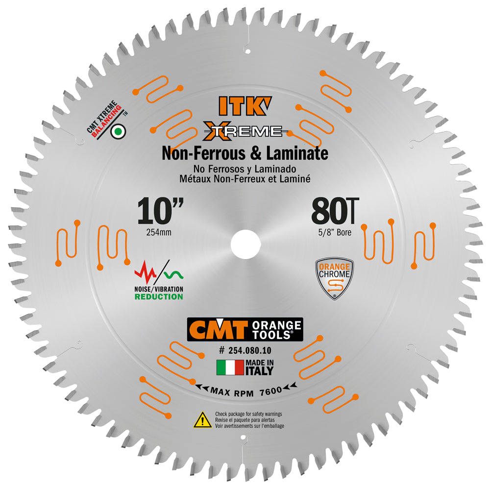 CMT ITK Extreme Non-Ferrous and Laminate Saw Blade 10" 80T TCG 5/8" Arbor