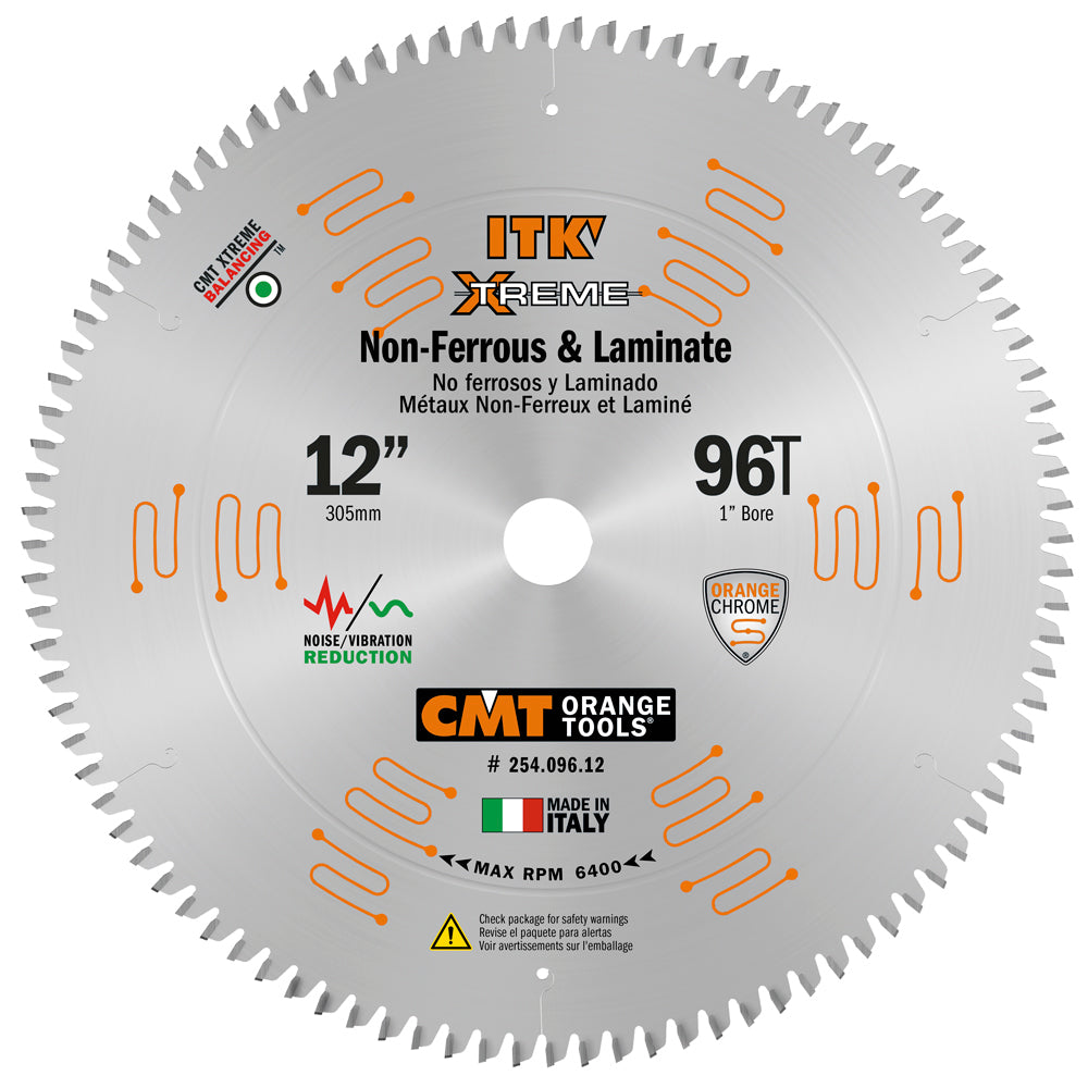 CMT ITK Extreme Non-Ferrous and Laminate Saw Blade 12" 96T TCG 1" Arbor