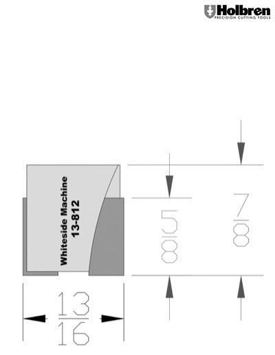 Whiteside 13-812 Screw Type Helix Mortise Cutter 13/16" Cutting Diameter 5/8" Cut Length 2 Flute